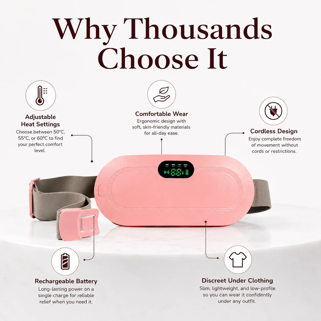 Portable Cordless Heating Pad for Menstrual Cramps Relief