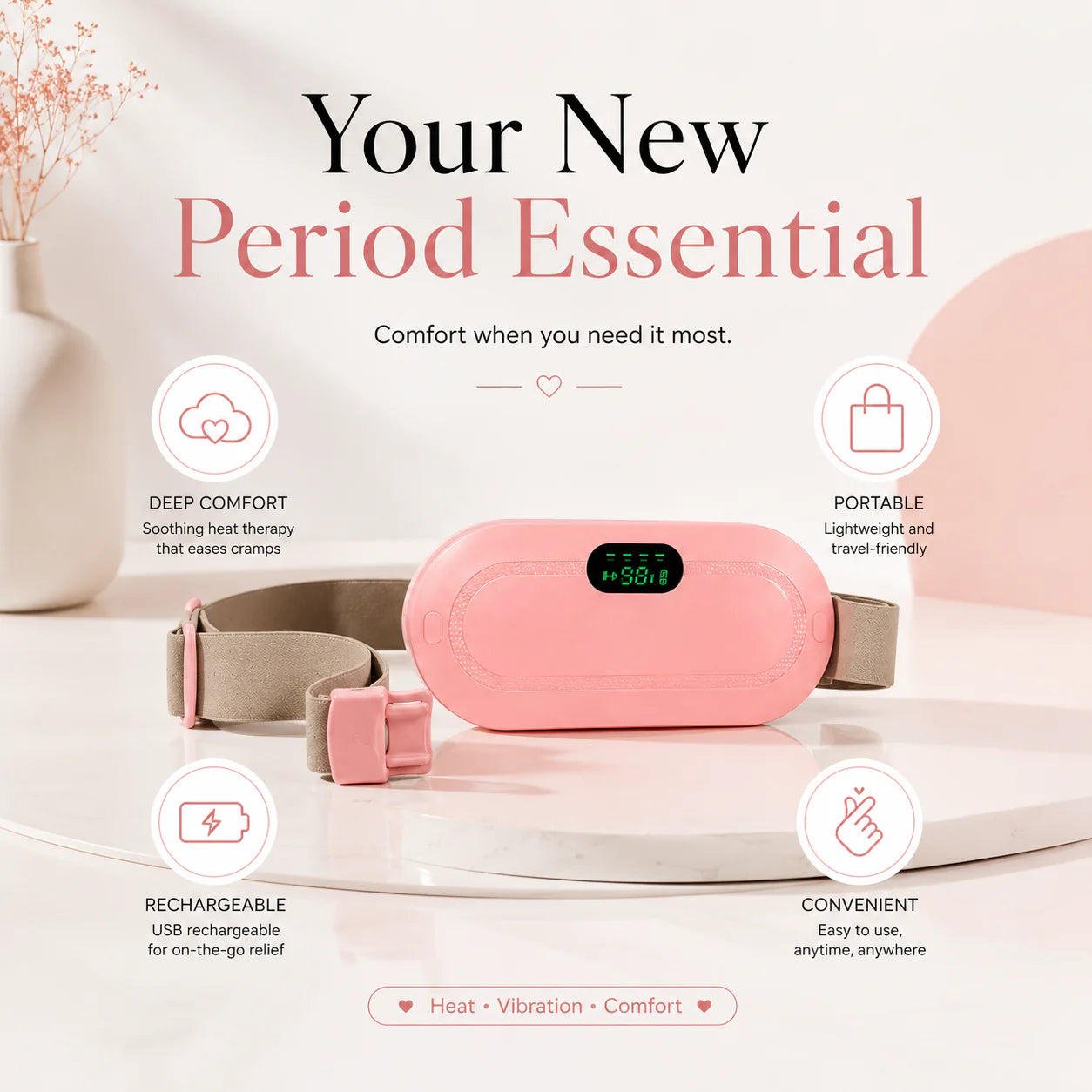 Portable Cordless Heating Pad for Menstrual Cramps Relief